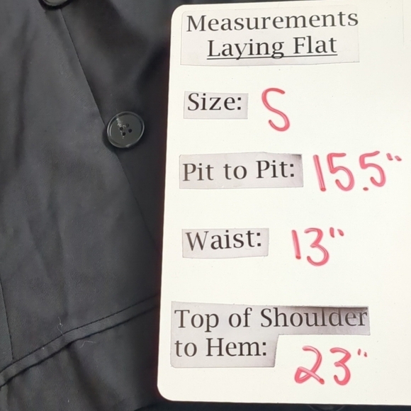 Black Asymmetrical Side Zip Blazer Jacket with Faux Buttons Detail size Small - Picture 8 of 8